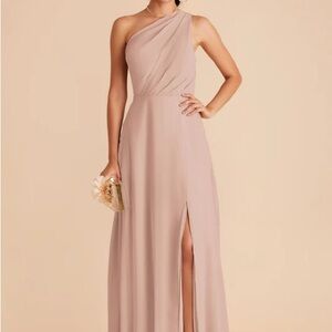 Birdy Grey Kira Dress With Slit Chiffon Taupe XS (NO ALTERATIONS MADE)